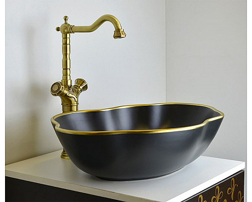 Santeh-Crystal.ru: Раковина-чаша Bronze de Luxe 50 1395 Черная с золотым ободом Заказать Раковина-чаша Bronze de Luxe 50 1395 Черная с золотым ободом в магазине сантехники Santeh-Crystal.ru