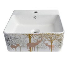 Раковина-чаша Bronze de Luxe 42 1060GD Белый глянец с золотистым рисунком