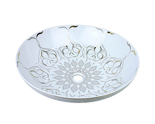 Santeh-Crystal.ru: Раковина-чаша Bronze de Luxe 40 2008 Белая глянецевая с серо-золотым декором Заказать Раковина-чаша Bronze de Luxe 40 2008 Белая глянецевая с серо-золотым декором в магазине сантехники Santeh-Crystal.ru