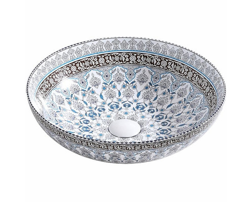 Раковина накладная Bronze de Luxe Марракеш 40 1008 Белый глянец с декором