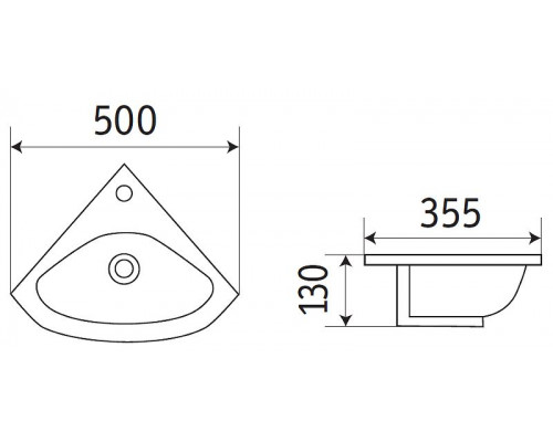 Приобрести Раковина CeramaLux 50 78378 угловая Белая глянцевая в магазине сантехники Santeh-Crystal.ru
