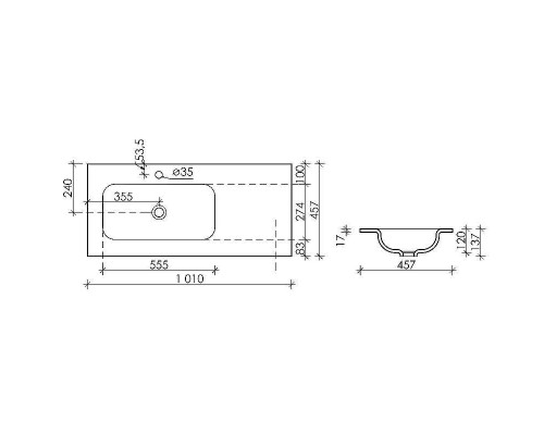 Раковина Ceramicanova Grace 100 L CN7014MB Черная матовая
