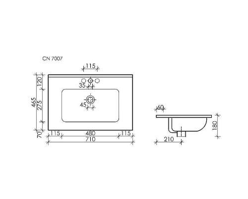 Раковина Ceramicanova Element 70 CN7007MB Черная матовая