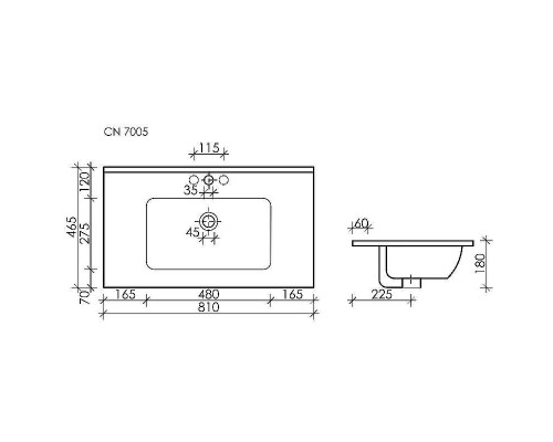 Мебельная раковина Ceramicanova Element 80 CN7005MB Черная матовая