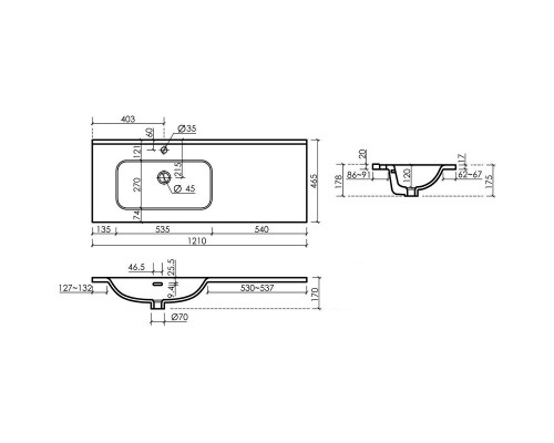Раковина Ceramicanova Element 120 L CN7006L Белая