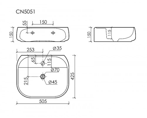 Раковина Ceramicanova Fonte 50 CN5051 цвет Белый