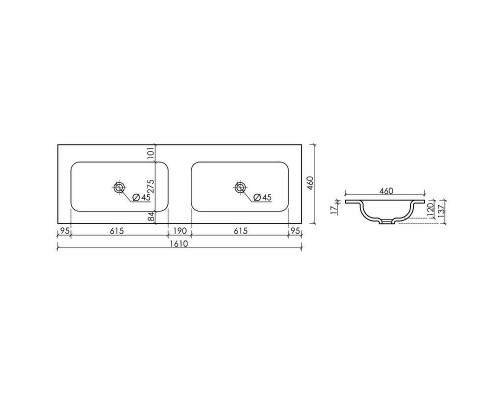 Раковина Ceramicanova Grace 160 CN7023MBwx двойная Черная матовая