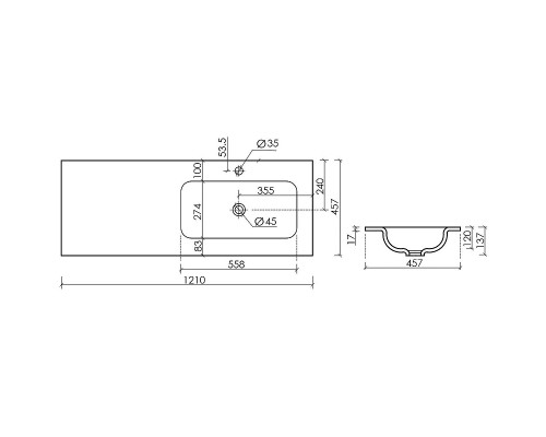 Раковина Ceramicanova Grace 120 R CN7021 Белая