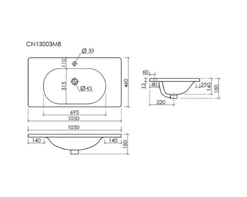 Раковина Ceramicanova Sabo 100 CN13003MB Черная матовая