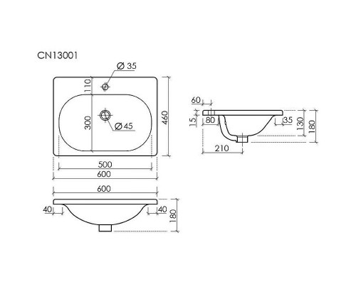 Раковина Ceramicanova Sabo 60 CN13001 Белая