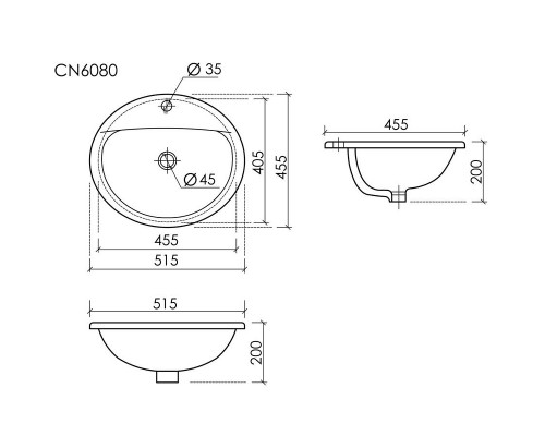 Раковина Ceramicanova Sun 52 CN6080 Белая