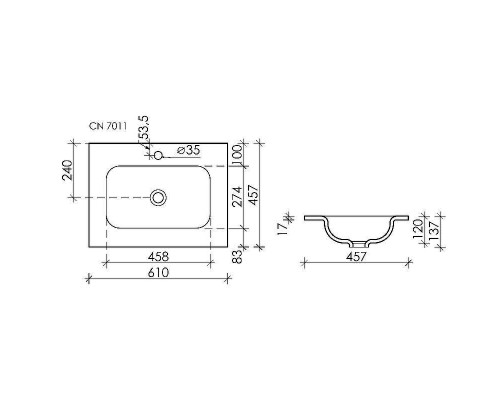 Мебельная раковина Ceramicanova Grace 60 CN7011MB Черная матовая