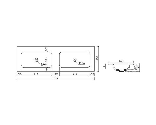 Мебельная раковина Ceramicanova Grace 140 CN7022wx двойная цвет Белый