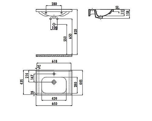 Купить Раковина Creavit Eksen 65 EK065-00CB00E-0000 Белая в магазине сантехники Santeh-Crystal.ru