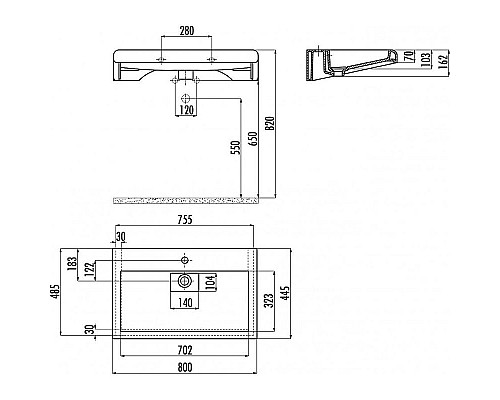 Заказать Раковина Creavit Epic 80 EP080-00CB00E-0000 Белая в магазине сантехники Santeh-Crystal.ru