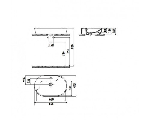 Заказать Раковина Creavit Topic 70 TP172-00CB00E-0000 Белая в магазине сантехники Santeh-Crystal.ru