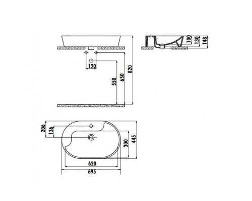 Купить Раковина Creavit Topic 70 TP172-00CB00E-AK00 Золото в магазине сантехники Santeh-Crystal.ru