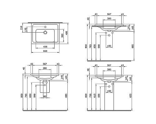 Приобрести Раковина Creto Bocchi Taormina Pro 66 1007-001-0126 Белая в магазине сантехники Santeh-Crystal.ru