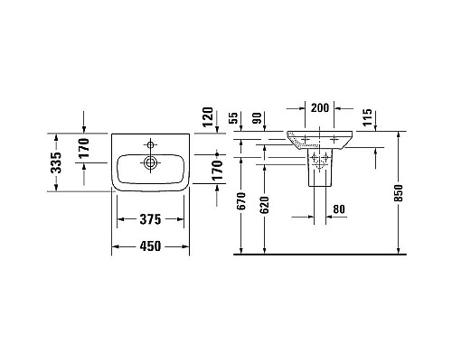 Приобрести Раковина Duravit Durastyle 45 0708450000 Белая в магазине сантехники Santeh-Crystal.ru