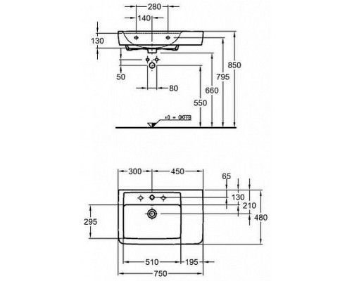 Приобрести Раковина Geberit Renova Nr.1 Plan 75 R 122180000 Белая в магазине сантехники Santeh-Crystal.ru