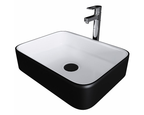 Приобрести Раковина-чаша Grossman 50 GR-4043BW Белая Черная в магазине сантехники Santeh-Crystal.ru