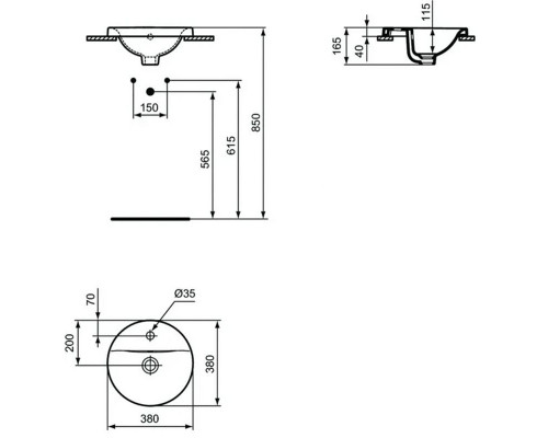Приобрести Раковина Ideal Standard Connect 38 E504101 Euro White в магазине сантехники Santeh-Crystal.ru