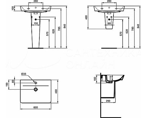 Приобрести Раковина Ideal Standard Connect Air Cube 60 E074201 Euro White в магазине сантехники Santeh-Crystal.ru