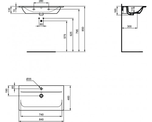 Приобрести Раковина Ideal Standard Connect Air Vanity 84 E027901 Euro White в магазине сантехники Santeh-Crystal.ru