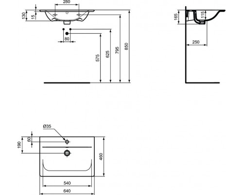Приобрести Раковина Ideal Standard Connect Air Vanity 64 E028901 Euro White в магазине сантехники Santeh-Crystal.ru