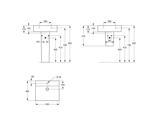 Заказать Раковина Ideal Standard Connect Cube 55 E784401 Euro White в магазине сантехники Santeh-Crystal.ru