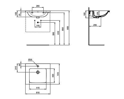 Купить Раковина Ideal Standard I.Life B 61 T460501 Евробелая в магазине сантехники Santeh-Crystal.ru