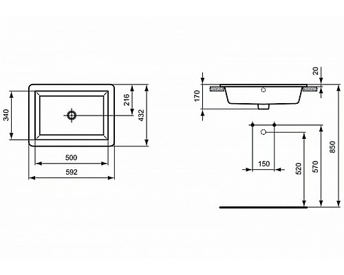 Santeh-Crystal.ru: Раковина Ideal Standard Strada 59 K078001 Euro White Купить Раковина Ideal Standard Strada 59 K078001 Euro White в магазине сантехники Santeh-Crystal.ru