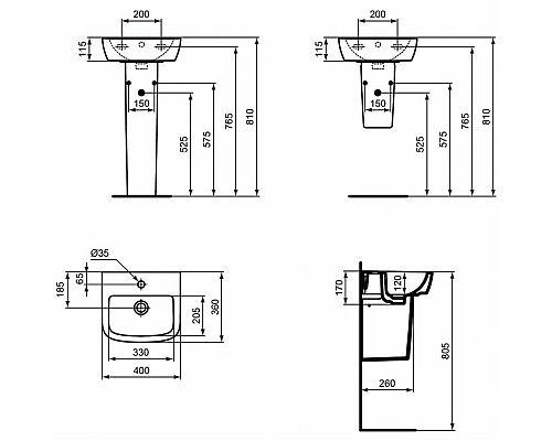 Купить Раковина Ideal Standard Tempo 40 T056701 Euro White в магазине сантехники Santeh-Crystal.ru