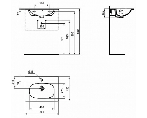 Santeh-Crystal.ru: Раковина Ideal Standard Tesi Vanity 60 T351001 Euro White Купить Раковина Ideal Standard Tesi Vanity 60 T351001 Euro White в магазине сантехники Santeh-Crystal.ru