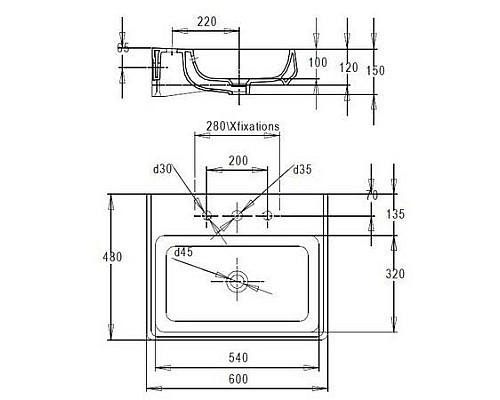 Заказать Раковина Jacob Delafon Fit 60 E1188-00 Белый в магазине сантехники Santeh-Crystal.ru