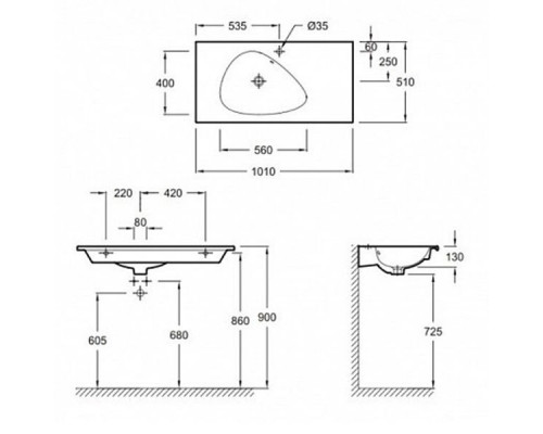Приобрести Раковина Jacob Delafon Nouvelle Vague 101 EXAQ112-Z-00 Белая глянцевая в магазине сантехники Santeh-Crystal.ru