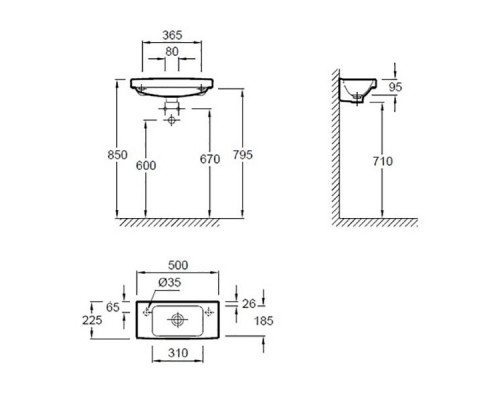 Приобрести Раковина Jacob Delafon Odeon Up 50 E4701L-00 Белая в магазине сантехники Santeh-Crystal.ru