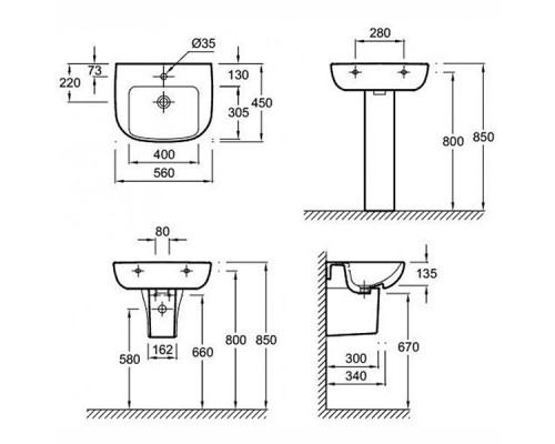 Купить Раковина Jacob Delafon Odeon Up 56 E4737-00 Белая в магазине сантехники Santeh-Crystal.ru