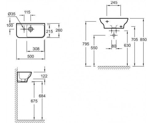Заказать Раковина Jacob Delafon Struktura 50 L EGJ112-00 Белая в магазине сантехники Santeh-Crystal.ru