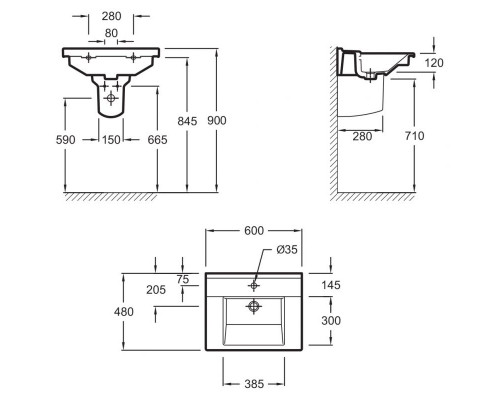 Приобрести Раковина Jacob Delafon Struktura 60 EXI112-00 Белая в магазине сантехники Santeh-Crystal.ru