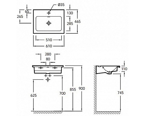 Купить Раковина Jacob Delafon Vox 61 EXAF112-Z-00 Белая в магазине сантехники Santeh-Crystal.ru