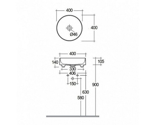 Раковина накладная Kludi Resa R 40 58CW1039 цвет Черный матовый
