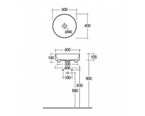 Раковина накладная Kludi Resa R 40 58CW1043 цвет Белый