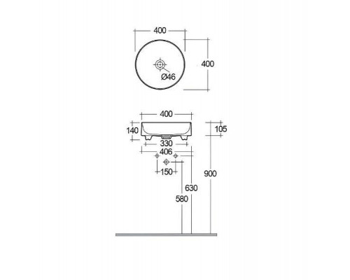 Раковина накладная Kludi Resa R 40 58CW10O2 цвет Серо-бежевый матовый