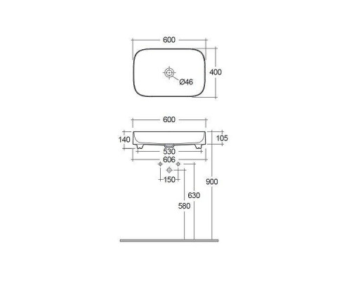 Раковина накладная Kludi Resa S 60 58CW4039 цвет Черный матовый