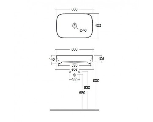Раковина накладная Kludi Resa S 60 58CW4053 цвет Белый матовый