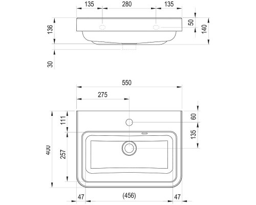 Купить Раковина Ravak Be Happy II 55 XJA01155000 Белая в магазине сантехники Santeh-Crystal.ru