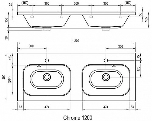 Приобрести Раковина Ravak Chrome 120 XJG01112000 двойная Белая в магазине сантехники Santeh-Crystal.ru