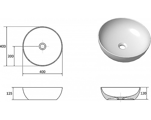 Купить Раковина-чаша Ravak Uni Slim 40 XJX01140003 Белая в магазине сантехники Santeh-Crystal.ru