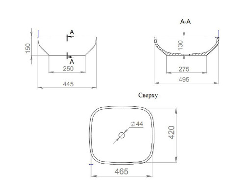 Купить Раковина 49,5x44,5 см Salini S-Stone Gloria 08 1102208M в магазине сантехники Santeh-Crystal.ru